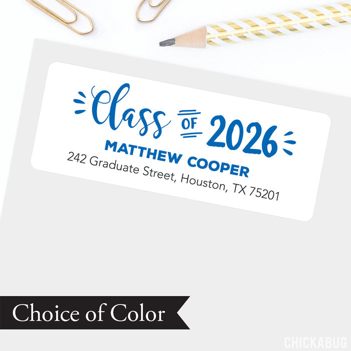 Handwritten Class of 2026 Graduation Address Labels: Choose A Color!