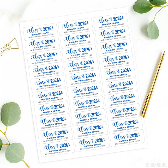 Handwritten Class of 2026 Graduation Address Labels: Choose A Color!