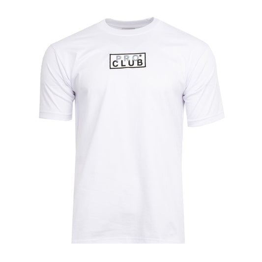 Men's heavyweight embroidered box logo T-shirt, white, crew neck, short sleeves