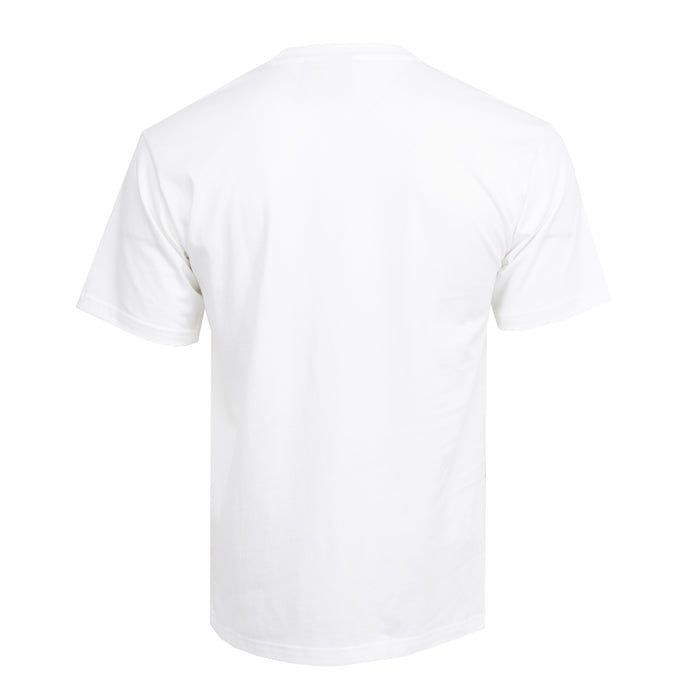 Men's white heavyweight T-shirt, crew neck, short sleeves, plain back