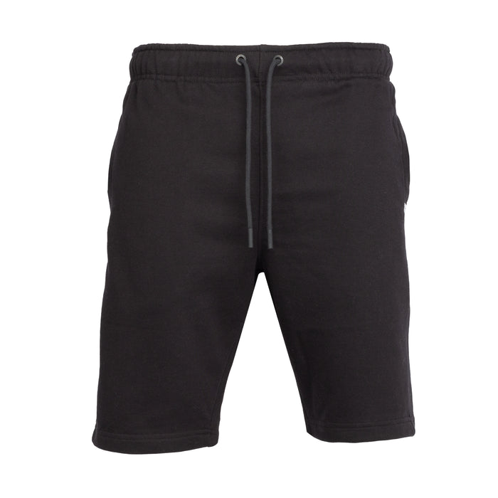 Men's dark anthracite heavyweight fleece short with gray drawstring and elastic waistband