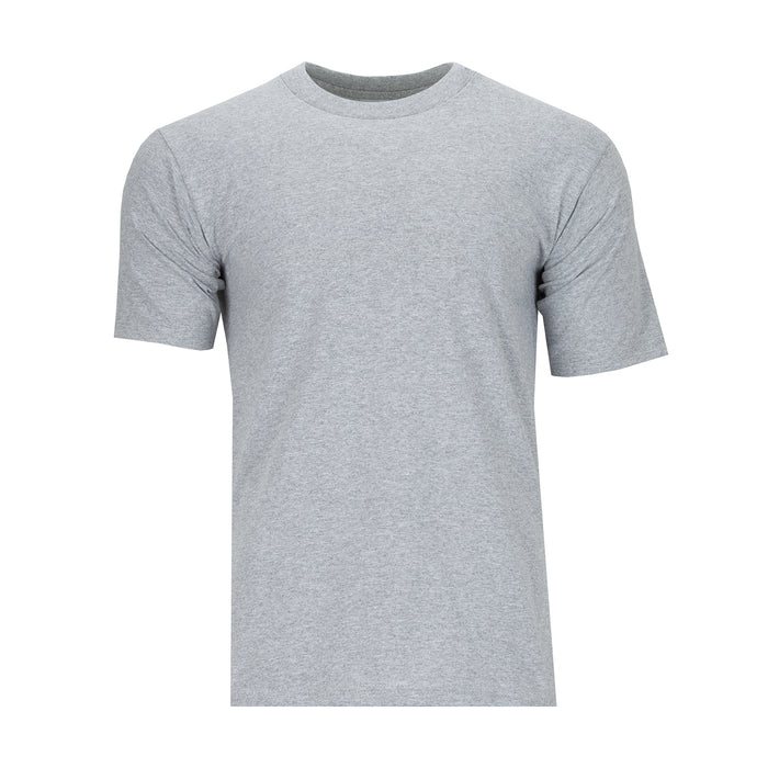 Grey heavyweight crew neck T-shirt, short sleeves, solid knit for men