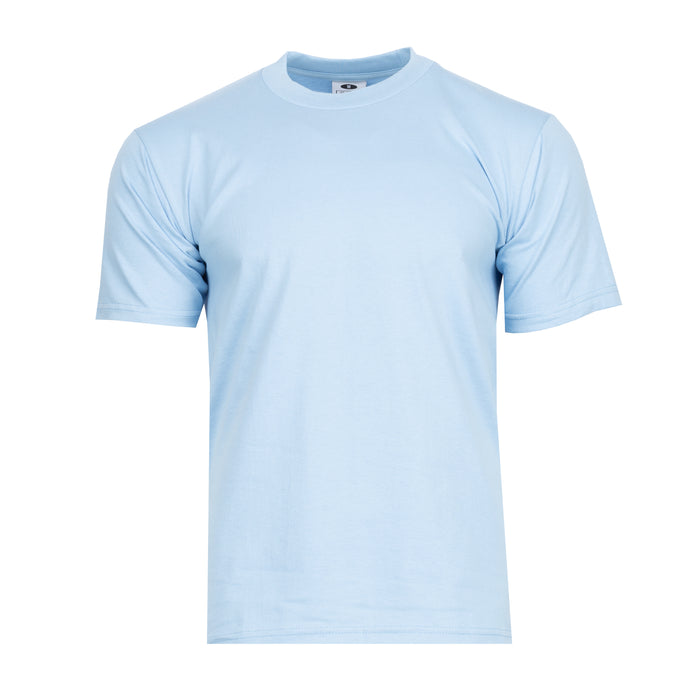 Men's sky blue heavyweight crew neck T-shirt, short sleeves