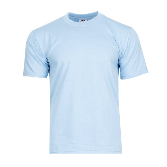 Men's sky blue heavyweight crew neck T-shirt, short sleeves