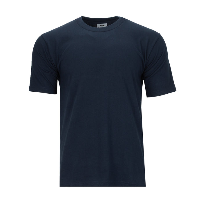 Men's heavyweight navy crew neck T-shirt, short sleeves