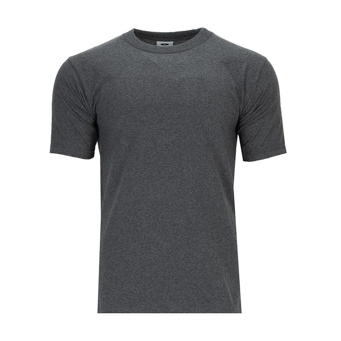 Men's charcoal heather heavyweight crew neck T-shirt, short sleeves