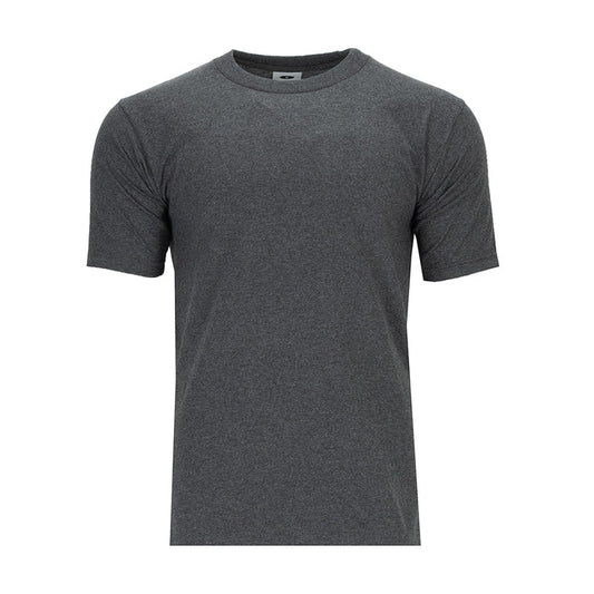 Men's charcoal heather heavyweight crew neck T-shirt, short sleeves