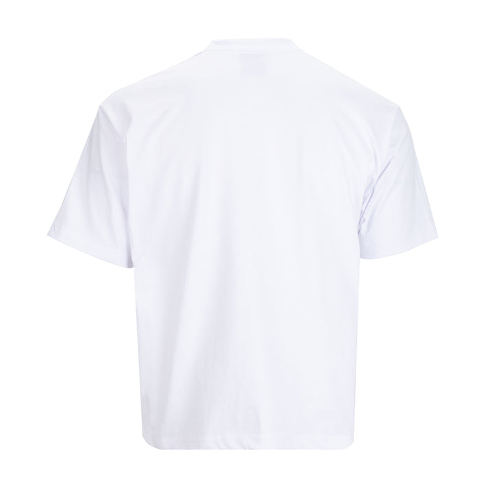 Men's heavywide T-shirt, white back view, crew neck, short sleeves