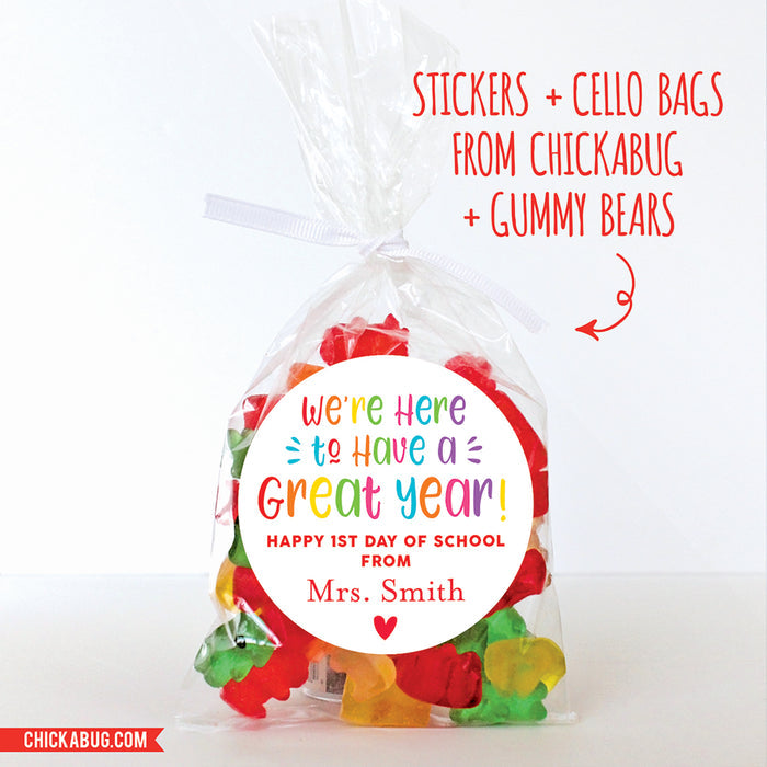 "Here To Have A Great Year" Back to School Stickers