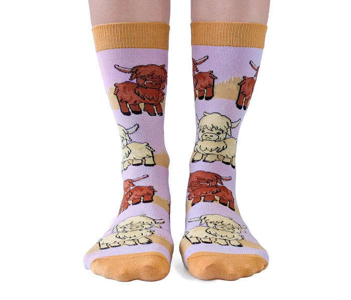 WOMEN'S CUTE HIGHLAND COW SOCKS - UPTOWN SOX