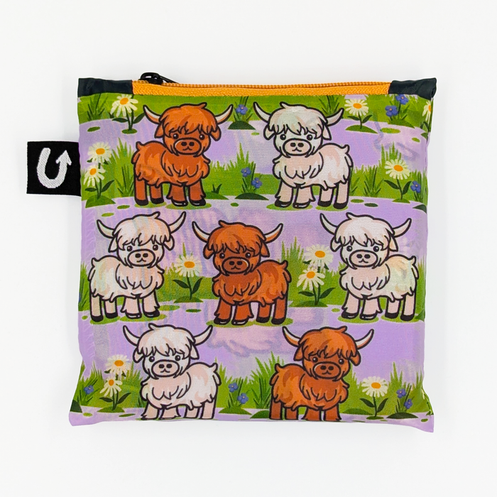 Cute Highland Cows Foldable Packable Tote Bag - Uptown Sox