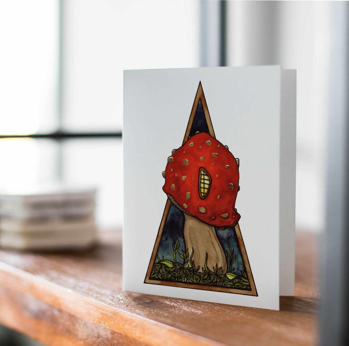 PinkPolish Design Note Cards "Home Sweet Mushroom" Handmade Notecard