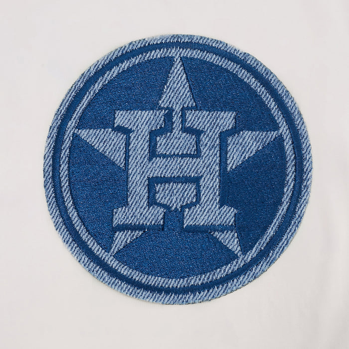 Houston Astros eggshell tee close-up: circular blue star logo patch