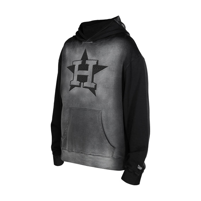 Men's black faded hoodie with faded H logo graphic and front pocket