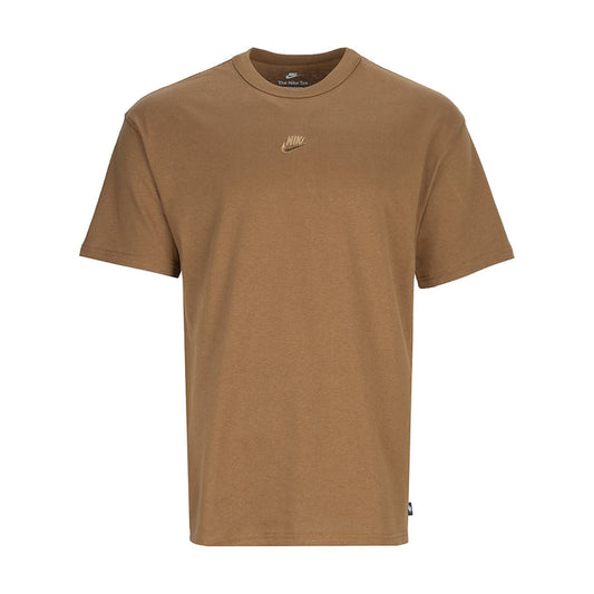Men's mosswood brown short-sleeve T-shirt with small Nike logo at chest