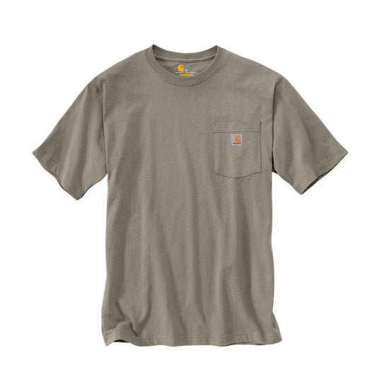 Men's loose-fit crew neck pocket tee, olive-brown, short sleeves