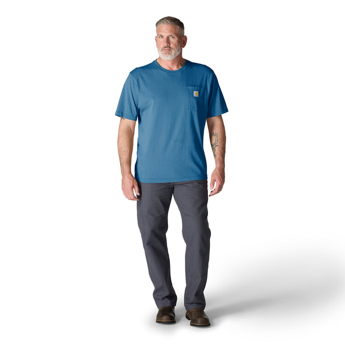 Men's loose-fit horizon blue pocket tee, crew neck, short sleeves, casual fit
