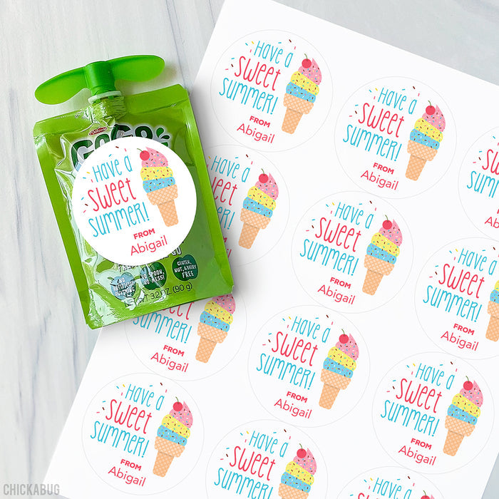 Ice Cream Cone Last Day of School Stickers