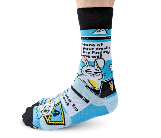 FUNNY BUNNY EMAIL MEN'S NOVELTY CREW SOCKS - UPTOWN SOX