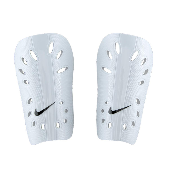J Guard protective shin guards, white with black logo (pair)