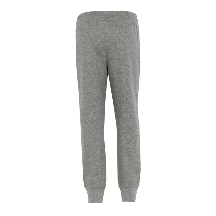 Kids heather gray jogger pants with elastic waistband and tapered cuffs
