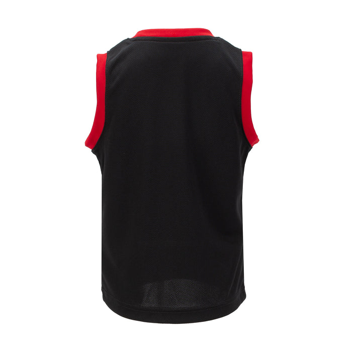 Kids' Jordan 23 jersey set: black sleeveless jersey back with red trim