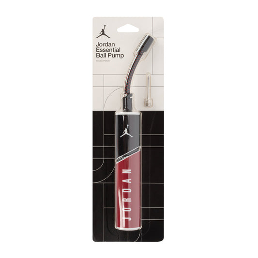 Jordan Essential ball pump, black handle with Gym Red grip and nozzle