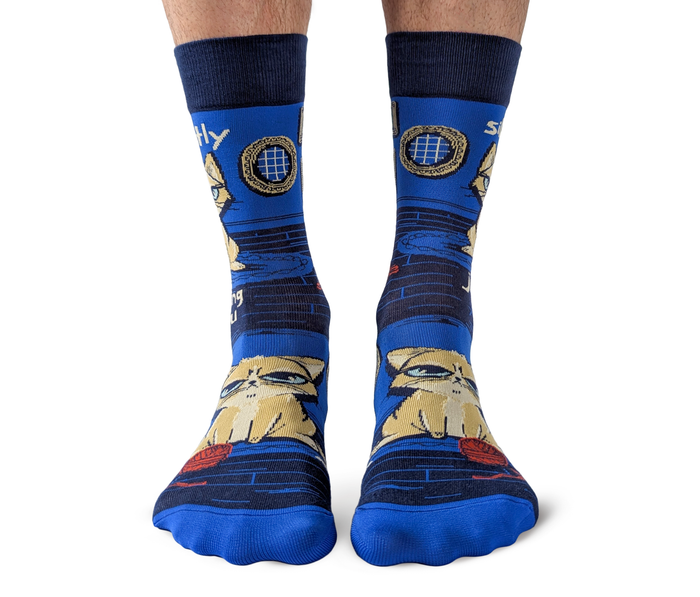 FUNNY GRUMPY CAT MEN'S CREW SOCKS - UPTOWN SOX