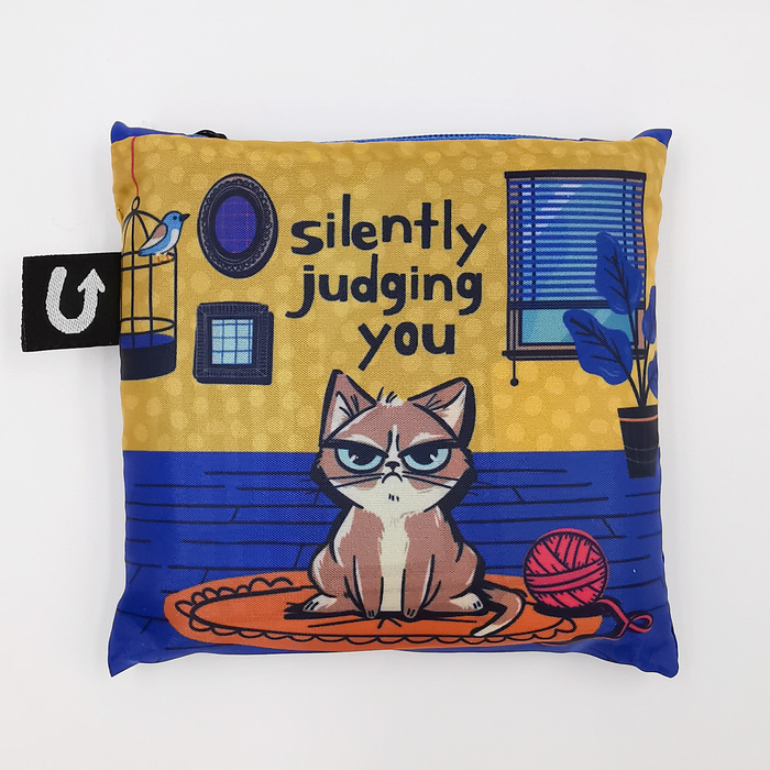 Funny Grumpy Cat Foldable Packable Tote Bag - Uptown Sox
