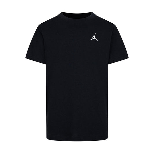 Youth black embroidered t-shirt with small white Jumpman logo on chest