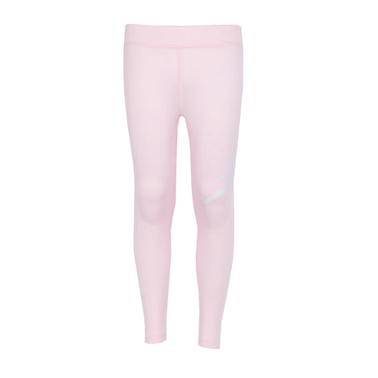 Youth pink foam leggings with flat waistband and white Jumpman logo at thigh