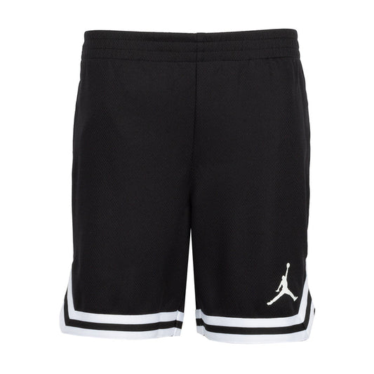 Youth black taping shorts with white hem stripe and Jumpman logo