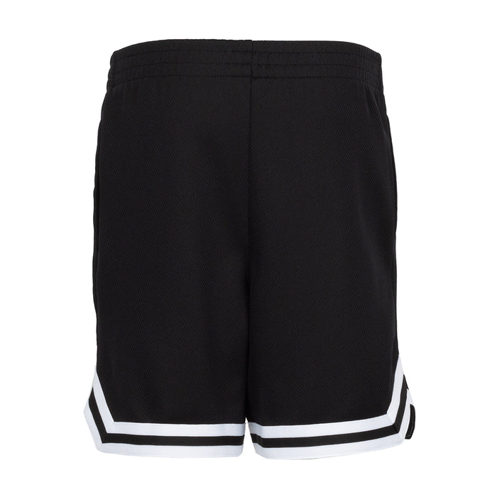 Youth black taping shorts with white contrast hem and side detail