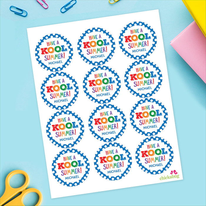 "Kool Summer" Last Day of School Stickers