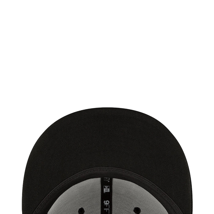Black baseball cap interior with gray sweatband and brand patch