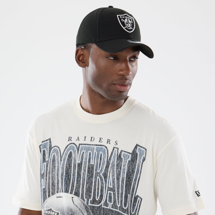 Off-white washed men’s T-shirt with Raiders graphic across the front