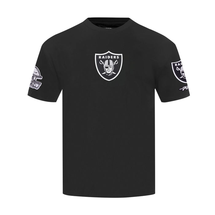 Men's black Las Vegas Raiders wave T-shirt with small front Raiders shield logo
