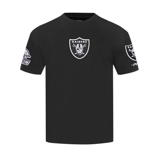 Men's black Las Vegas Raiders wave T-shirt with small front Raiders shield logo