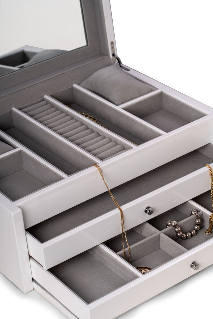 Leighton White Lacquer Jewelry Chest