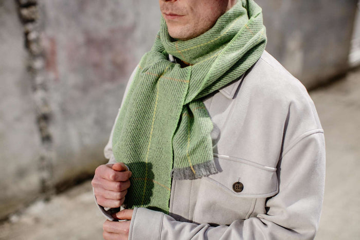 Lime Turra Merino Lambswool Scarf - Cushendale Woollen Mills