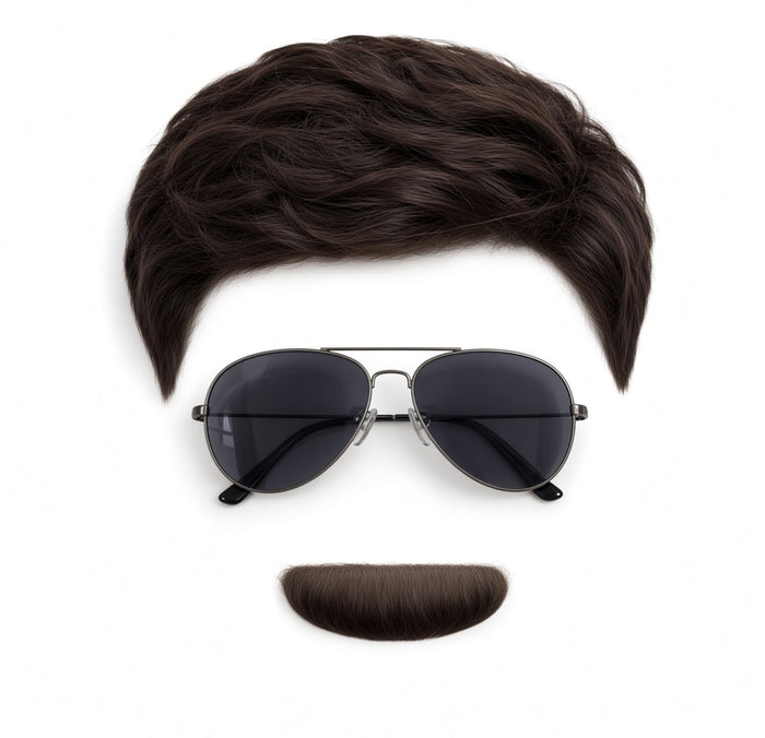 Limu Emu Adult Halloween Wig, Glasses & Mustache Cosplay Costume Set - TVStoreOnline