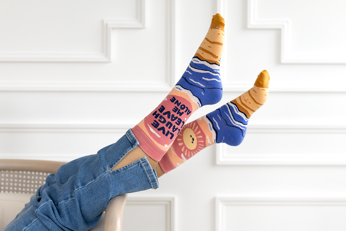 Live, Laugh, Leave me alone funny novelty socks for women  - Uptown Sox
