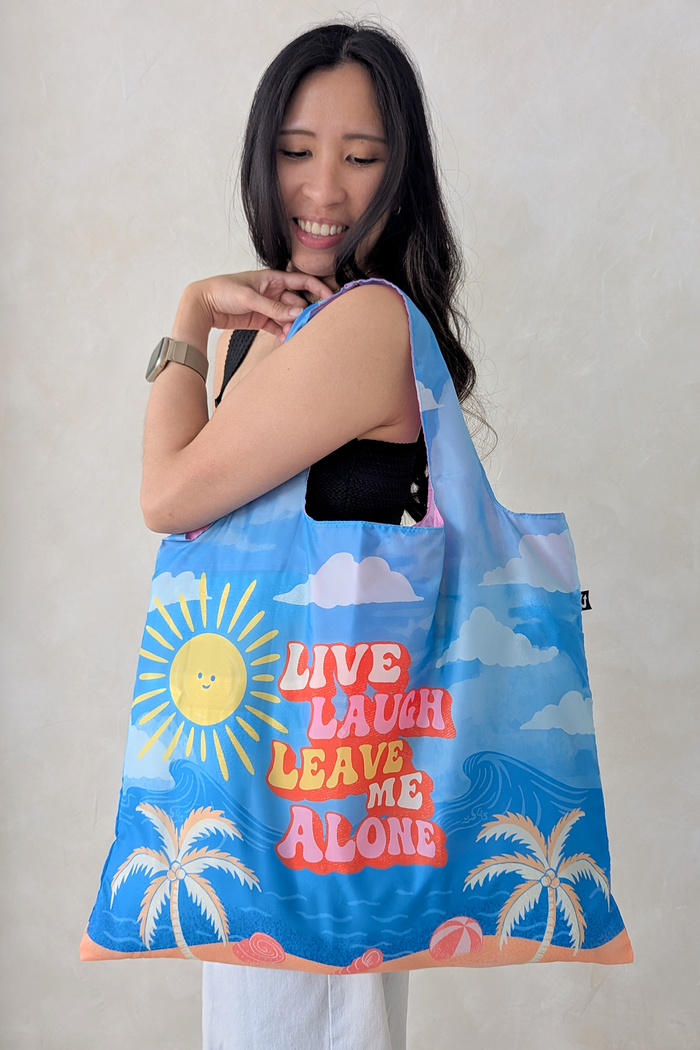 Live Laugh Leave Funny Print Foldable Packable Tote Bag
