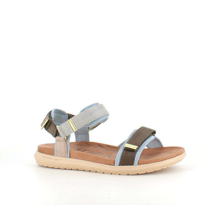 Ljusblå/grön Woden sandal med bra fotvalvsstöd