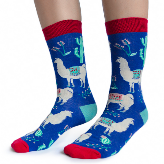 WOMENS-CREW NOVELTY-LLAMA-SOCKS