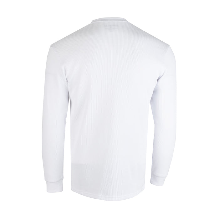 Men's long-sleeve solid thermal shirt, white crew neck back