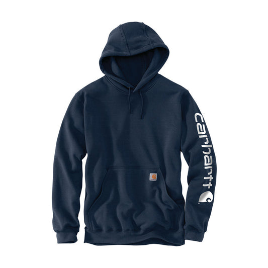 Men's loose-fit hoodie, dark navy teal with hood, drawstrings, and front pocket.