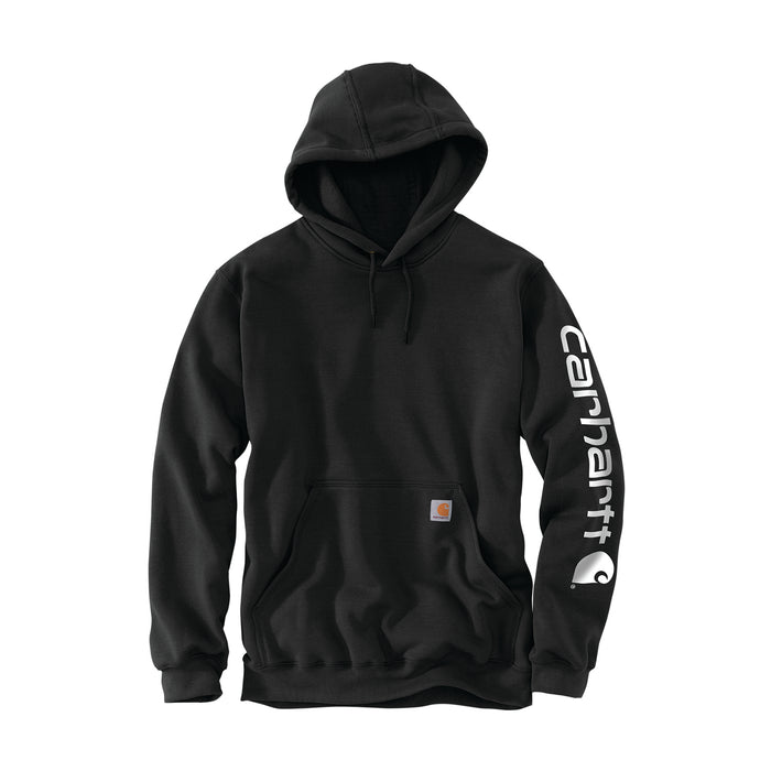 Black men's loose-fit pullover hoodie with hood, drawstrings, and kangaroo pocket