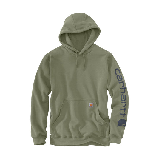 Men's dusty olive pullover hoodie with drawstring hood and kangaroo pocket