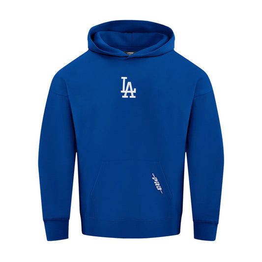 Men's navy hoodie with LA logo on chest and adidas mark on sleeve